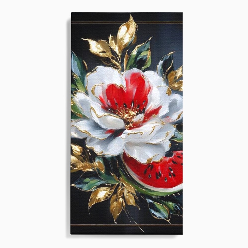 Tablou canvas cu tablou canvas cu floare si pepene, fara rama, pe sasiu de lemn